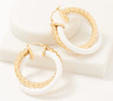 Adorna 14K Gold Electroform White Gemstone Twisted Hoop Earrings, 1-1/2"
